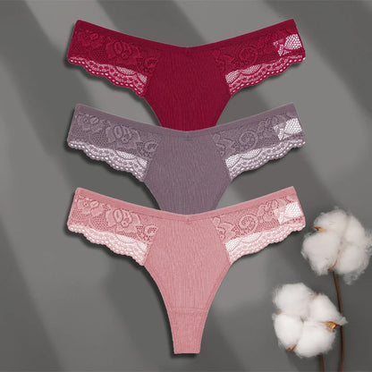 Cuecas de Renda de Algodão Pack 3PCS