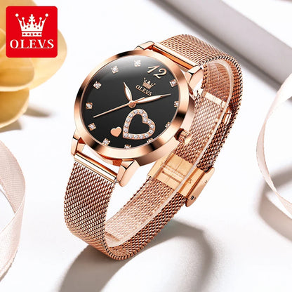 Relógio Feminino em Aço Inoxidável OLEVS Preto