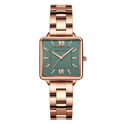 Relógio de Fundo Colorido Hannah Martin Rosa Dourado Fundo Verde