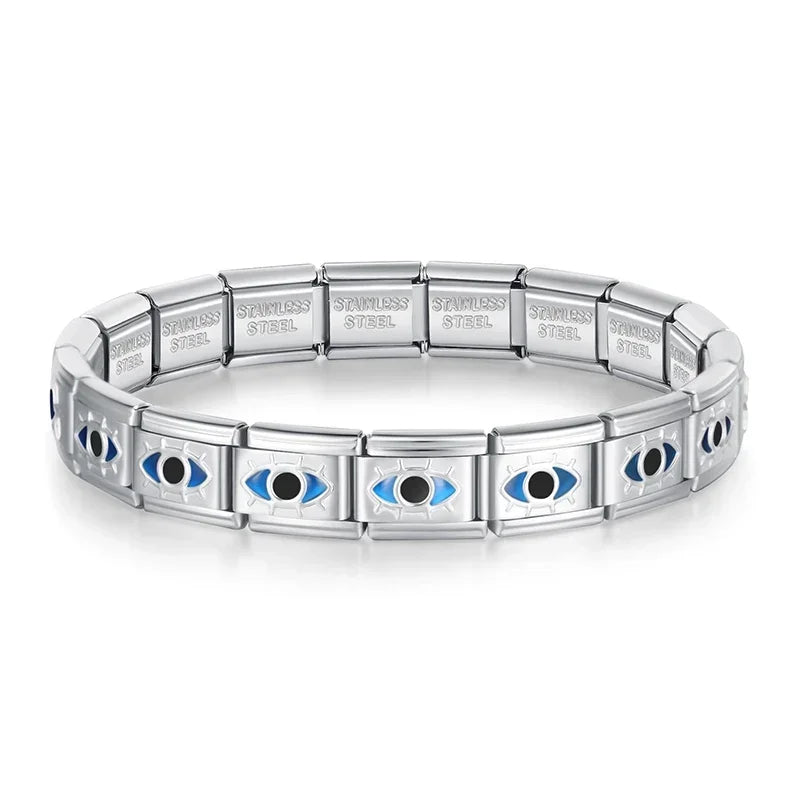 Pulseira Italiana em Aço Inoxidável Olho Turco