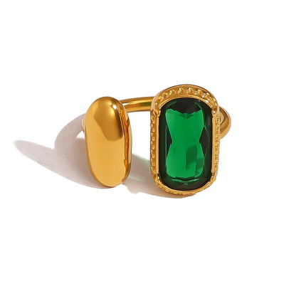 Anel de Zircónia Multicor em Aço Inox Verde