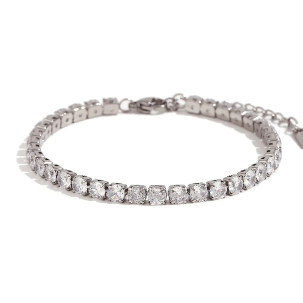 Pulseiras de Ténis Femininas 4 mm Prateado