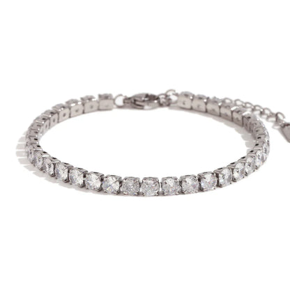 Pulseiras de Ténis Femininas 4 mm Prateado