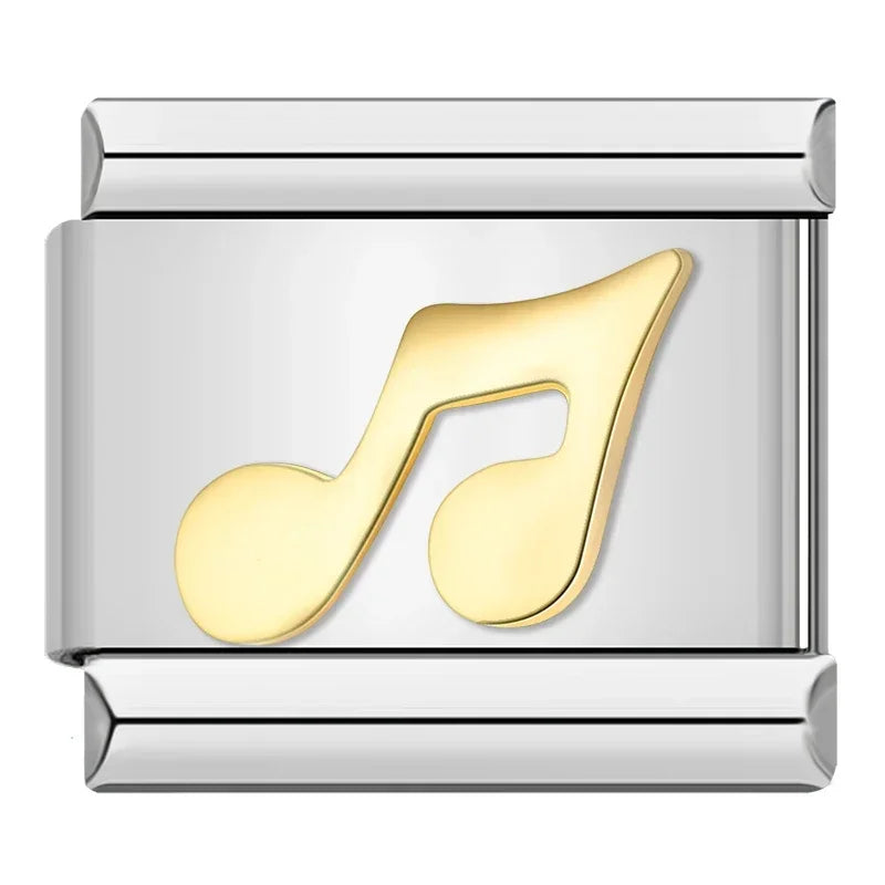 Charms Para Pulseira Italiana em Aço Inoxidável Nota Musical