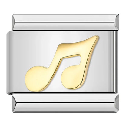 Charms Para Pulseira Italiana em Aço Inoxidável Nota Musical