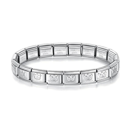 Pulseira Charms Mom e Princess em Aço Inoxidável Princess Prateado