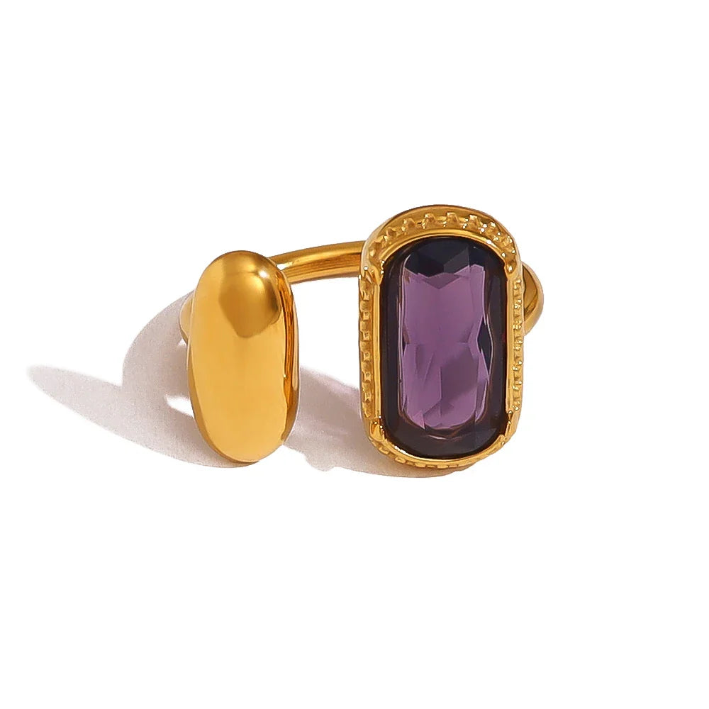Anel de Zircónia Multicor em Aço Inox Roxo