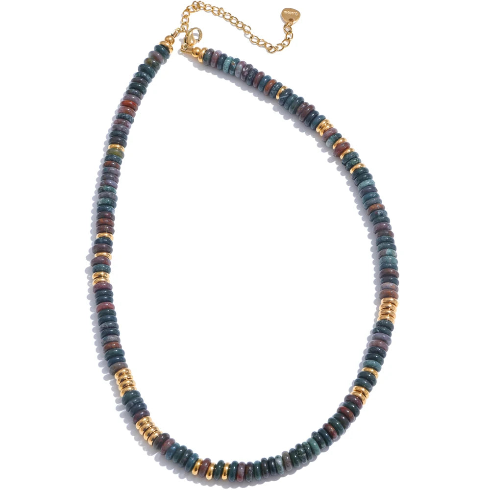 Colar de Contas de Pedra Natural