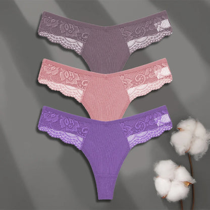 Cuecas de Renda de Algodão Pack 3PCS