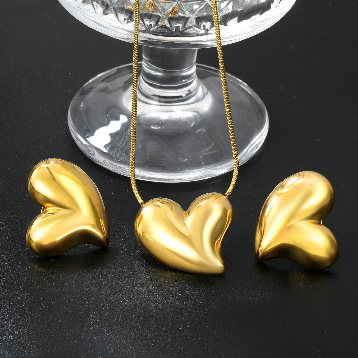 Conjunto Colar e Brinco em Aço Inox