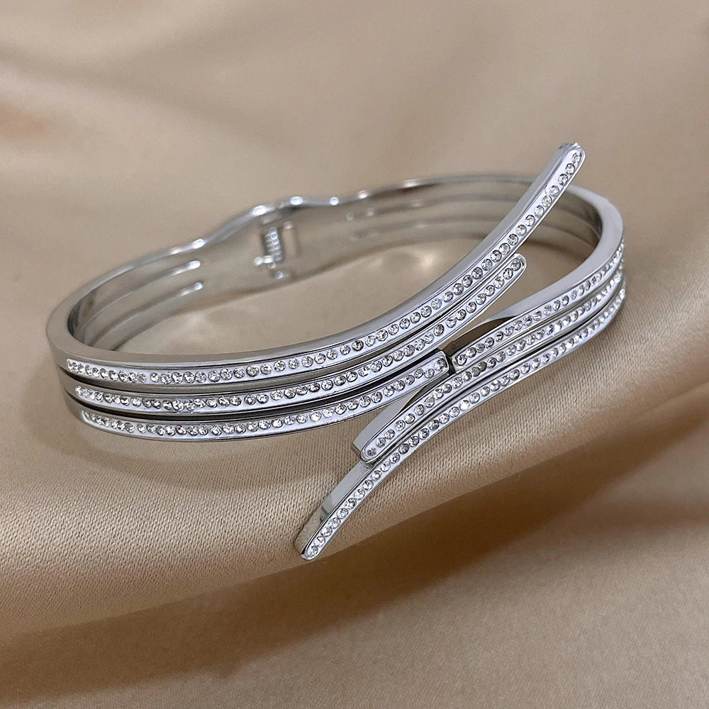 Pulseiras Brilhantes em Aço Inox