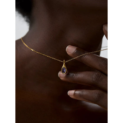 Colar Pendente de Zircónia Roxa