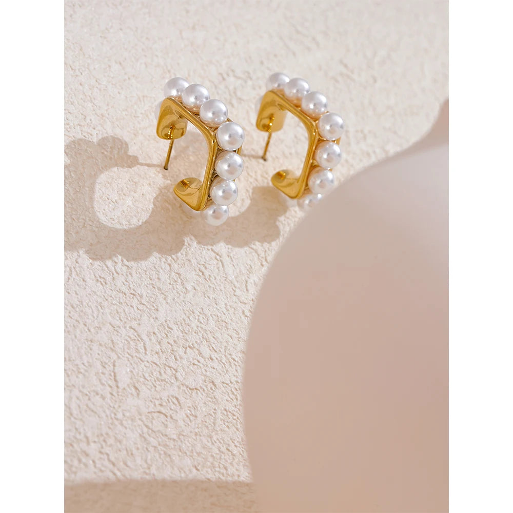 Brincos de Pérola Quadrados