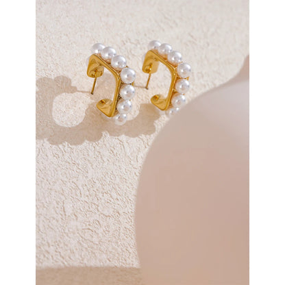 Brincos de Pérola Quadrados