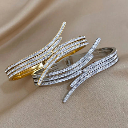 Pulseiras Brilhantes em Aço Inox