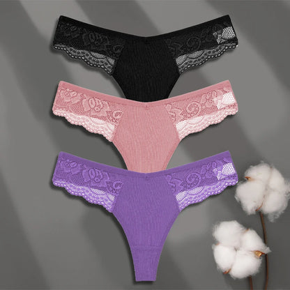 Cuecas de Renda de Algodão Pack 3PCS