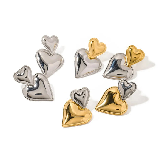 Brincos Double Heart