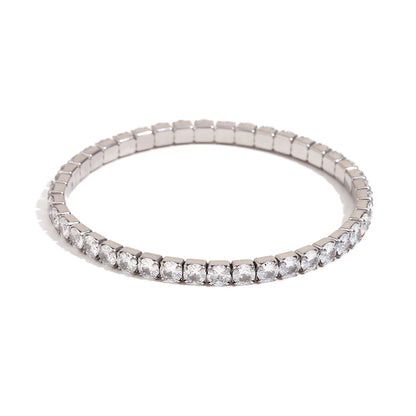 Pulseiras Elásticas de Ténis em Aço Inoxidável e Zircónia 4mm Prateado