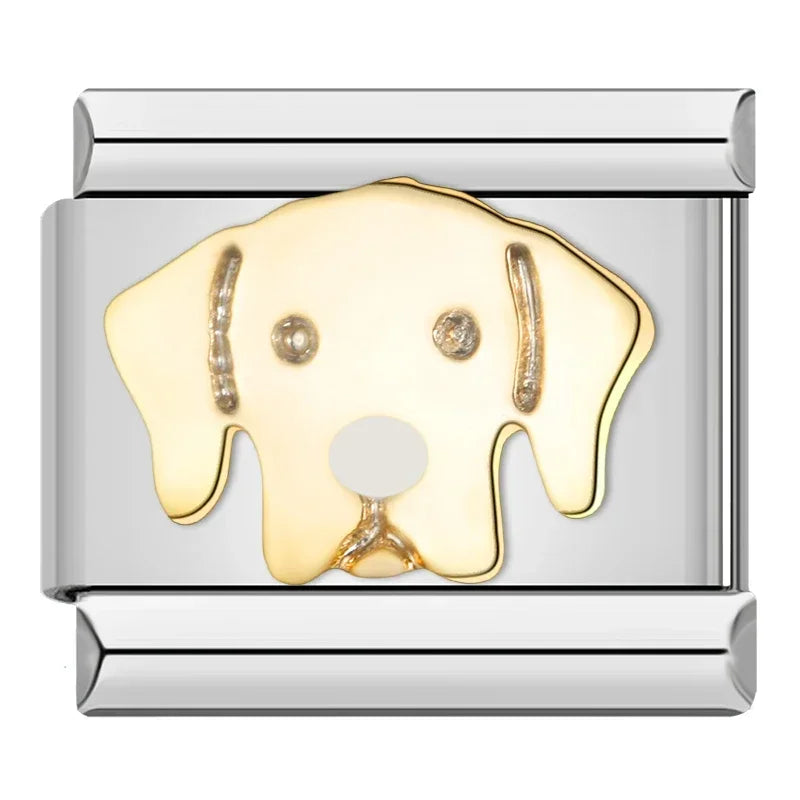 Charms Para Pulseira Italiana em Aço Inoxidável Cão