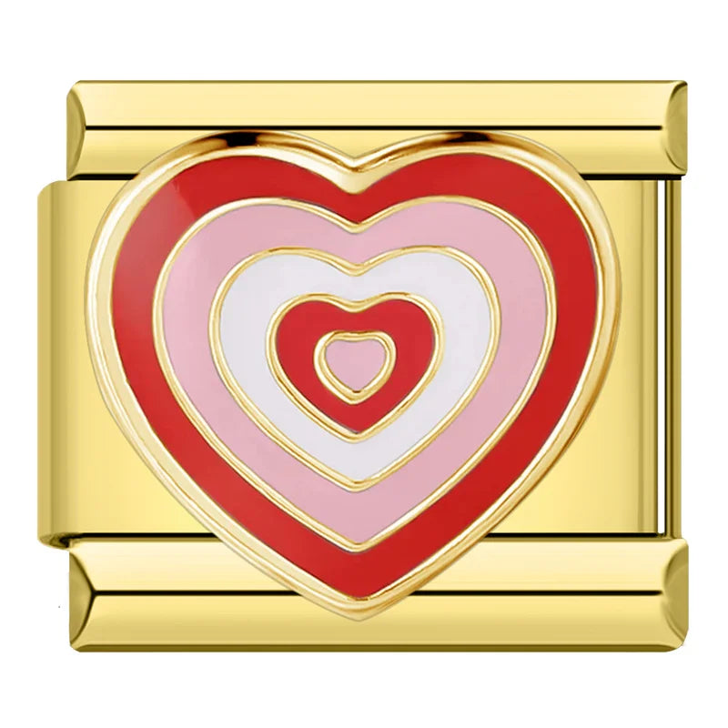 Charm Olho Turco Pulseira Estilo Italiano em Aço Inoxidável Coração