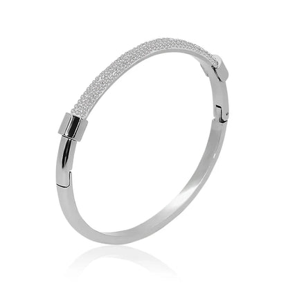 Pulseira Rígida Brilhante em Aço Inox