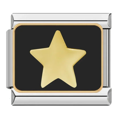 Charms Pulseira Italiana em Aço Inoxidável Estrela
