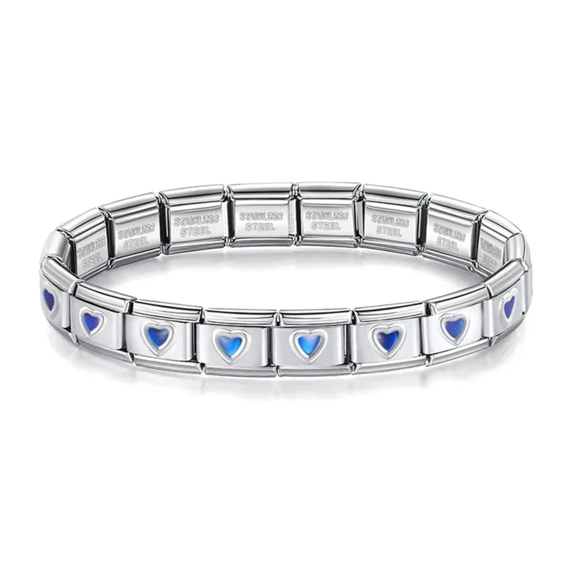 Pulseira Italiana em Aço Inoxidável Coração