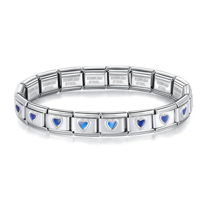 Pulseira Italiana em Aço Inoxidável Coração