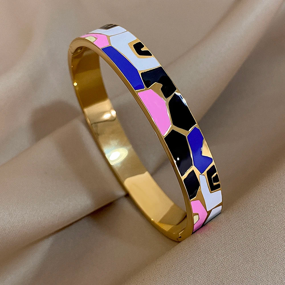 Pulseiras Rígidas Coloridas Rosa - Azul e Preto