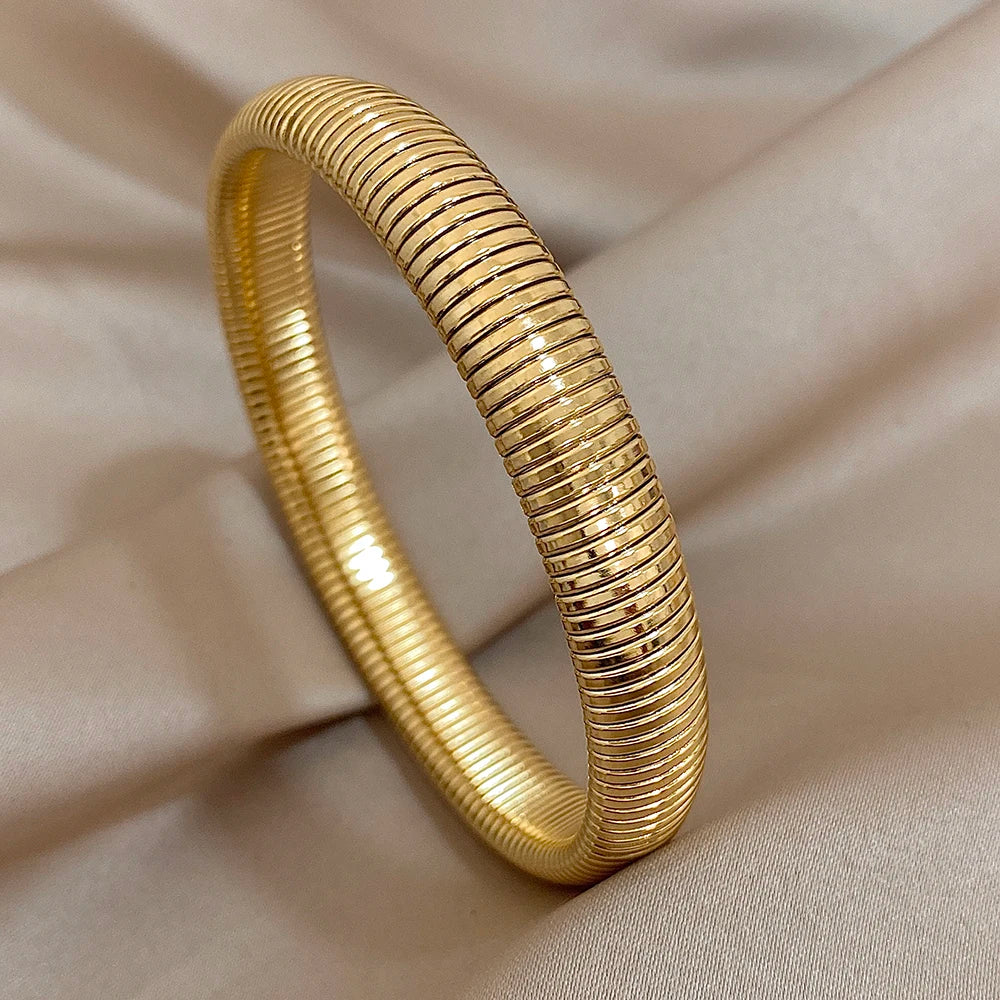 Pulseiras Elásticas em Aço Inox 10mm Dourado
