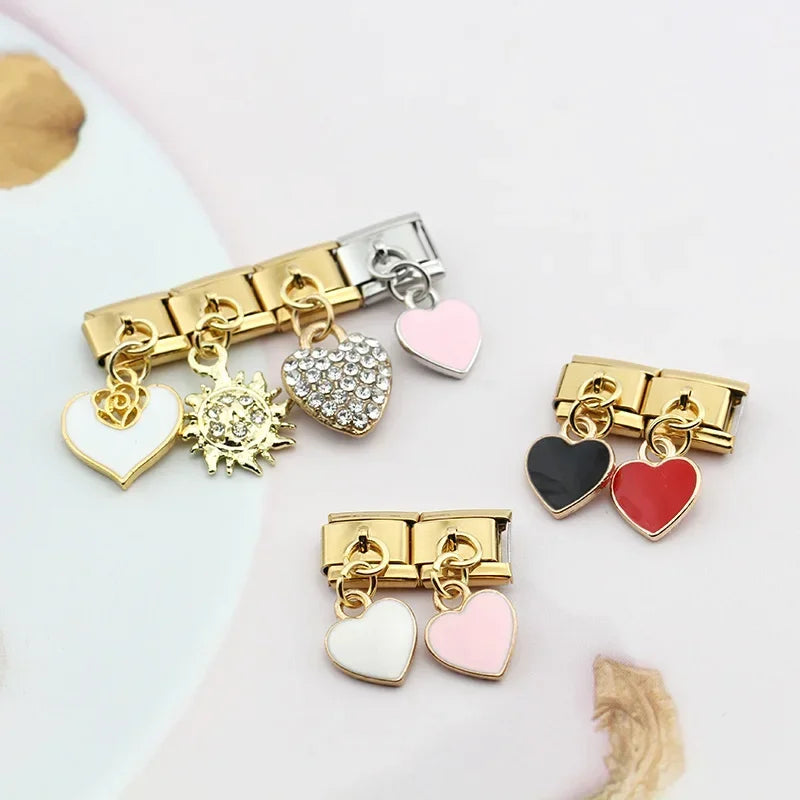 Charms Links Pendentes Corações