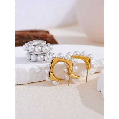 Brincos de Pérola Quadrados