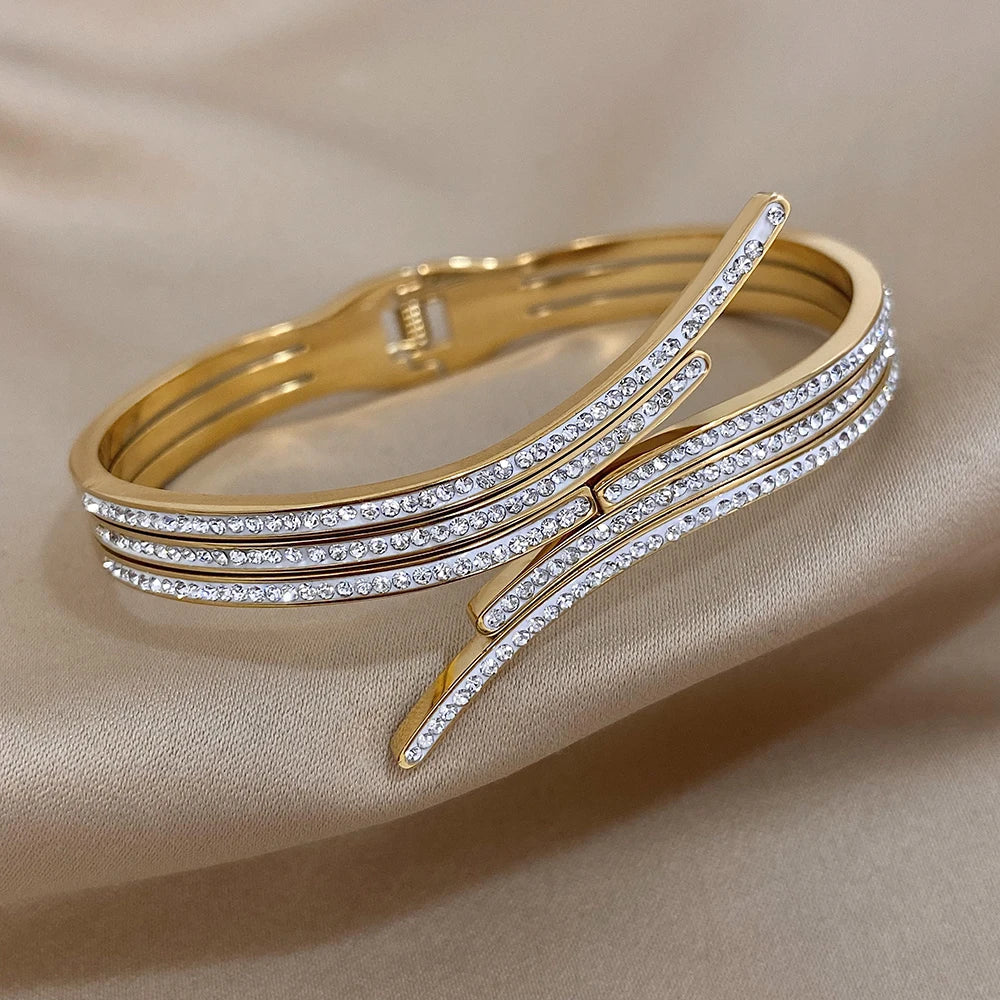 Pulseiras Brilhantes em Aço Inox