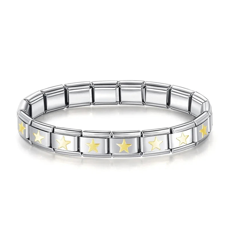 Pulseiras em Aço Inoxidável de Estilo Italiano Estrelas