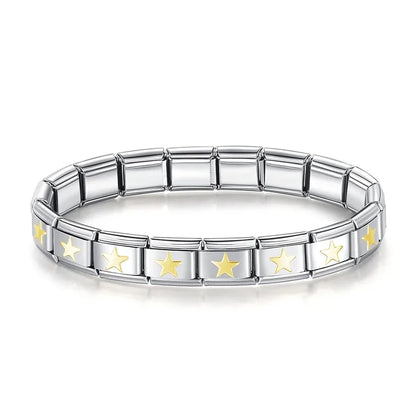 Pulseiras em Aço Inoxidável de Estilo Italiano Estrelas