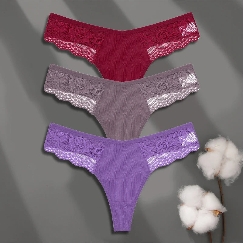 Cuecas de Renda de Algodão Pack 3PCS