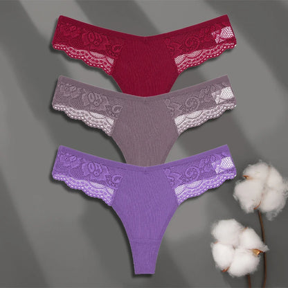 Cuecas de Renda de Algodão Pack 3PCS