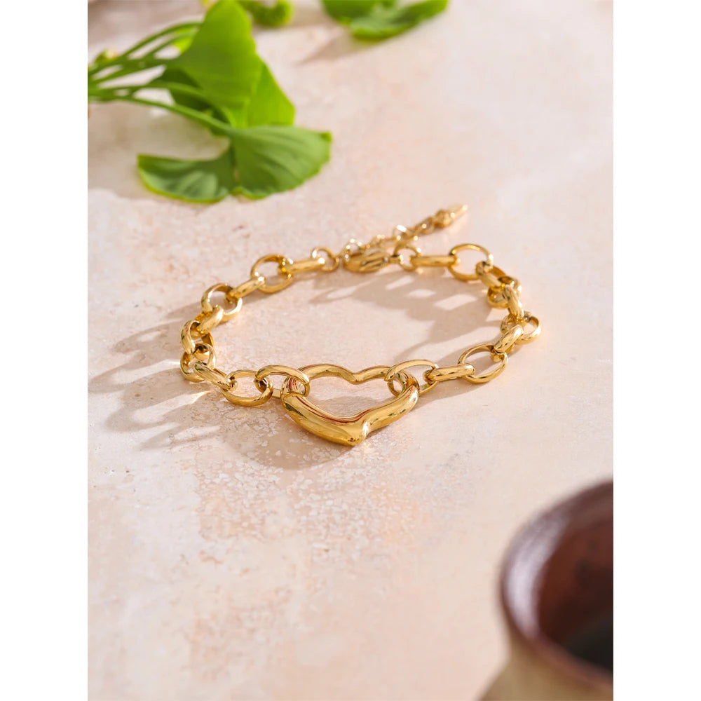 Pulseira de Aço Inox Charme Coração - inoxidável