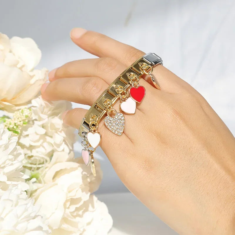 Charms Links Pendentes Corações