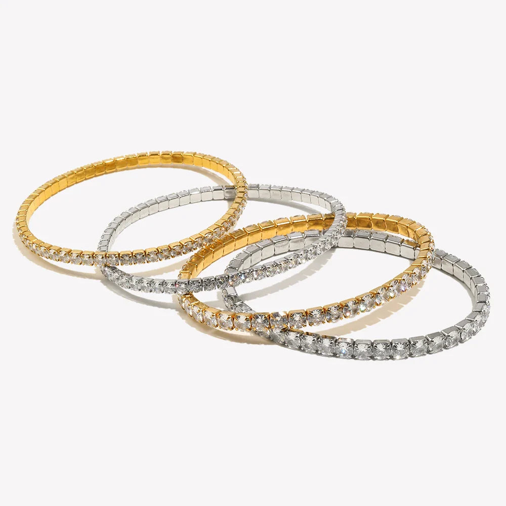 Pulseiras Elásticas de Ténis em Aço Inoxidável e Zircónia