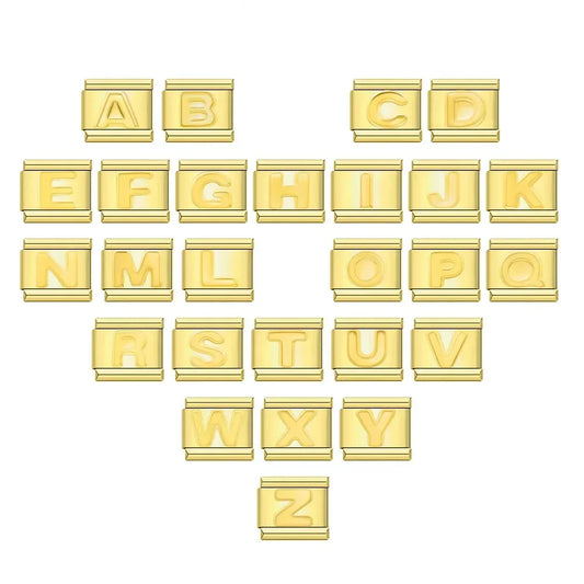 Charms Letras Pulseira Italiana em Aço Inoxidável