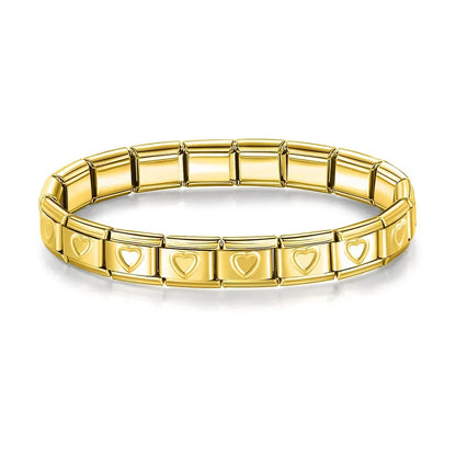 Pulseiras Originais Charms Coração em Aço Inoxidável Coração 1 Dourado