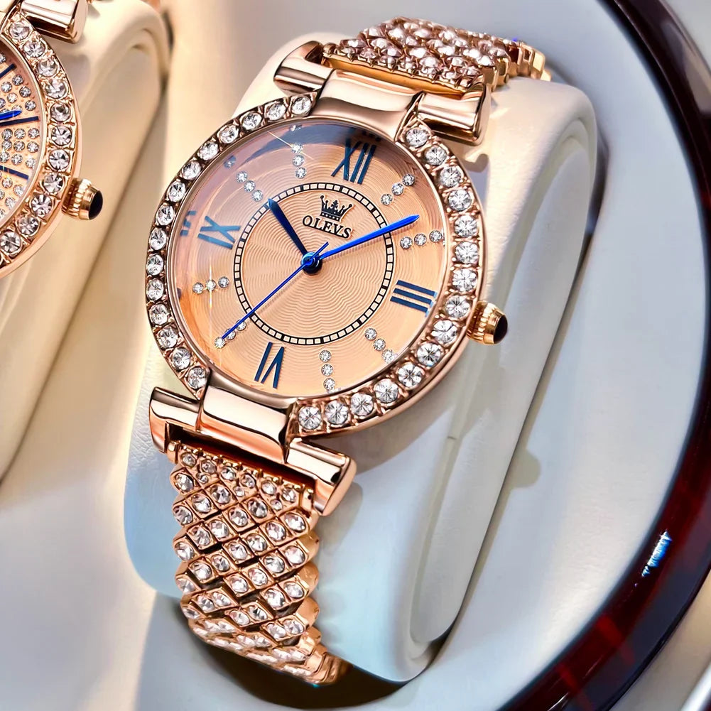 Relógio Feminino Brilhante em Aço Inoxidável OLEVS Shine Dial