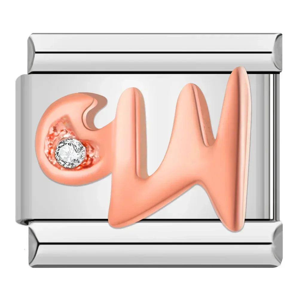 Charms Letras Pulseira Italiana W