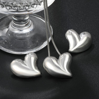 Conjunto Colar e Brinco em Aço Inox Prateado