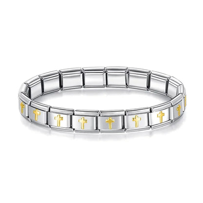 Pulseiras em Aço Inoxidável de Estilo Italiano Cruz
