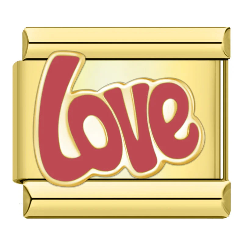 Charms Pulseira Italiana em Aço Inoxidável Love