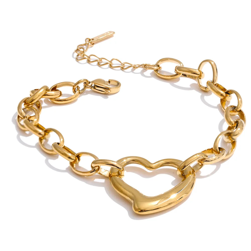 Pulseira de Aço Inox Charme Coração - inoxidável