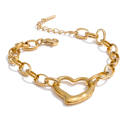 Pulseira de Aço Inox Charme Coração - inoxidável