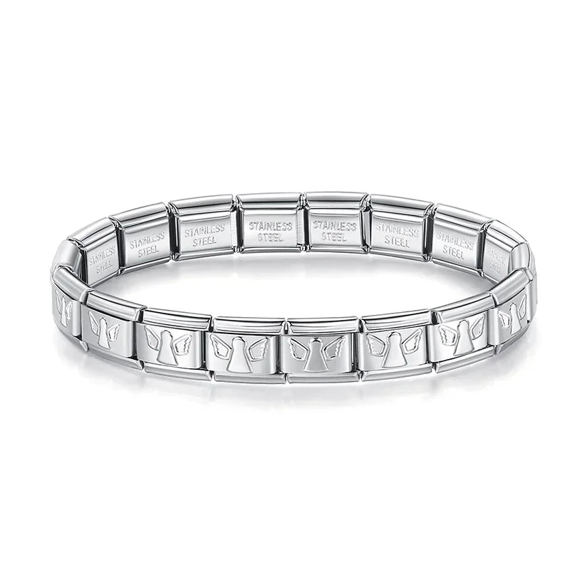 Pulseira Charms Estrelas e Anjos Anjo Prateado